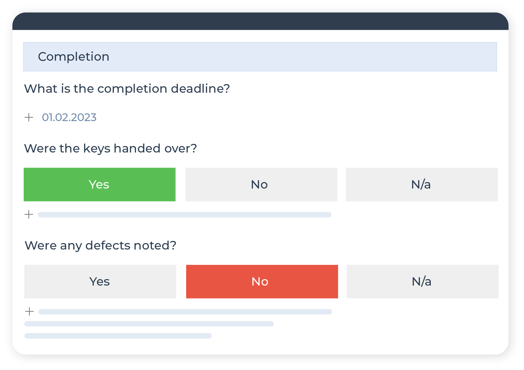 Construction project completion