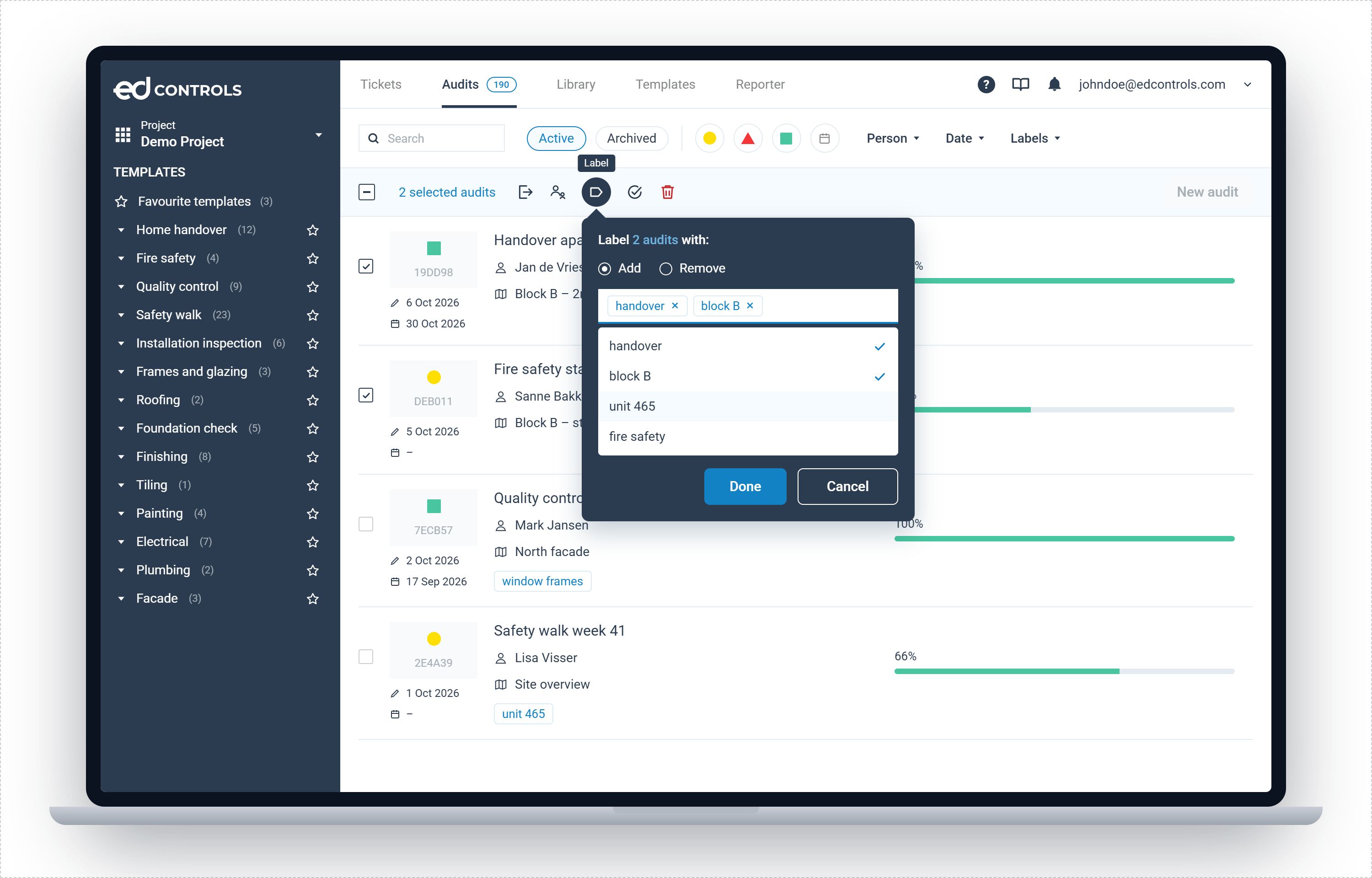 Label all your audits in one go